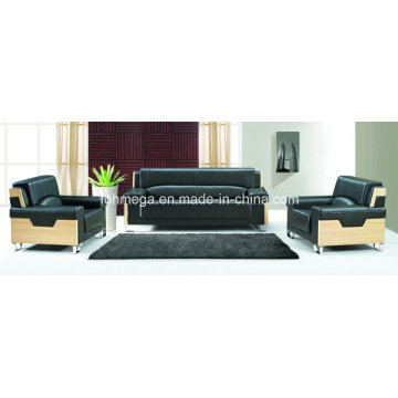 Sofa de bureau en cuir noir de conception moderne de meubles de bureau de Guangzhou (FOH-8013)